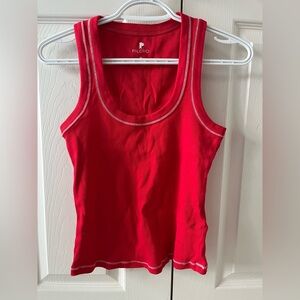 NWOT Pilcro Red Ribbed Tank Top with Contrast Stitching